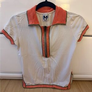 Missoni White and Orange Cotton Blend Top